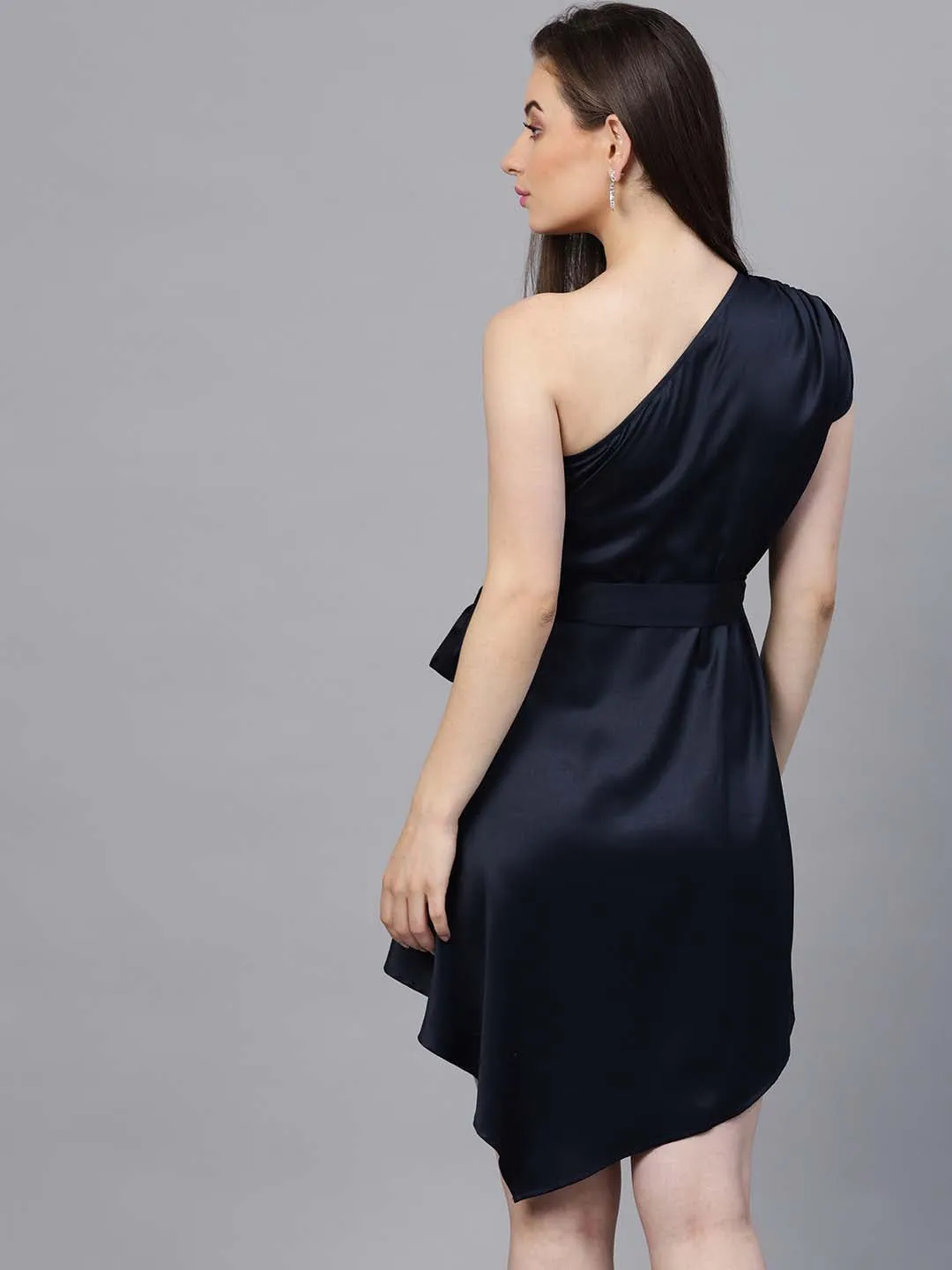 One Shoulder Satin Dress