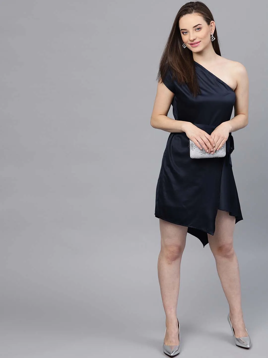 One Shoulder Satin Dress