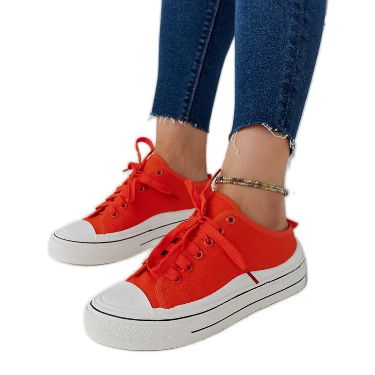 Orange Fiori platform sneakers