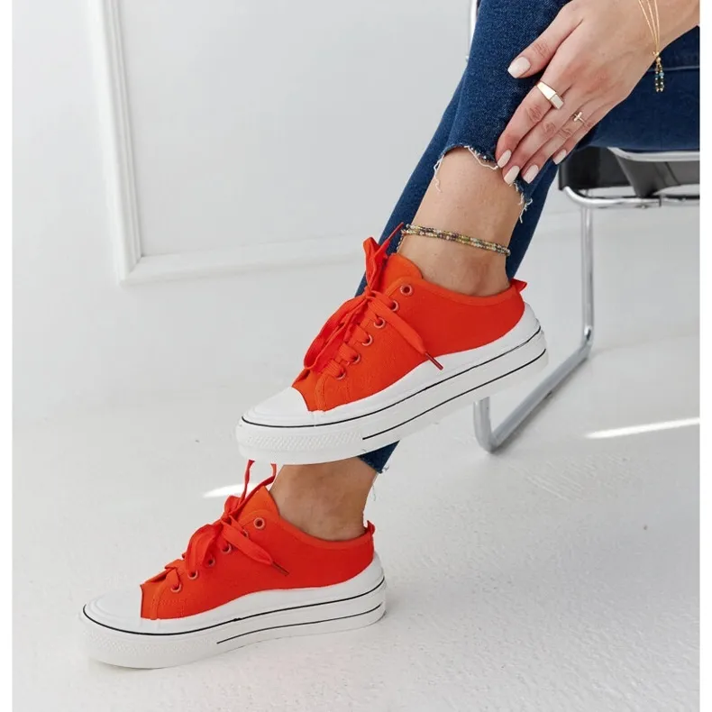 Orange Fiori platform sneakers