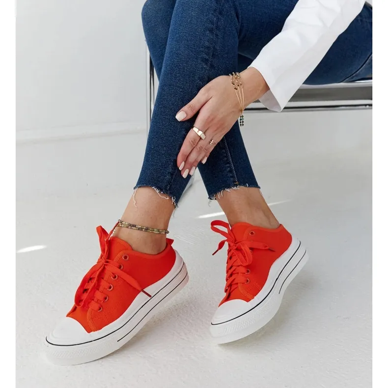 Orange Fiori platform sneakers