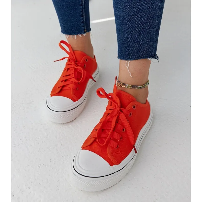 Orange Fiori platform sneakers