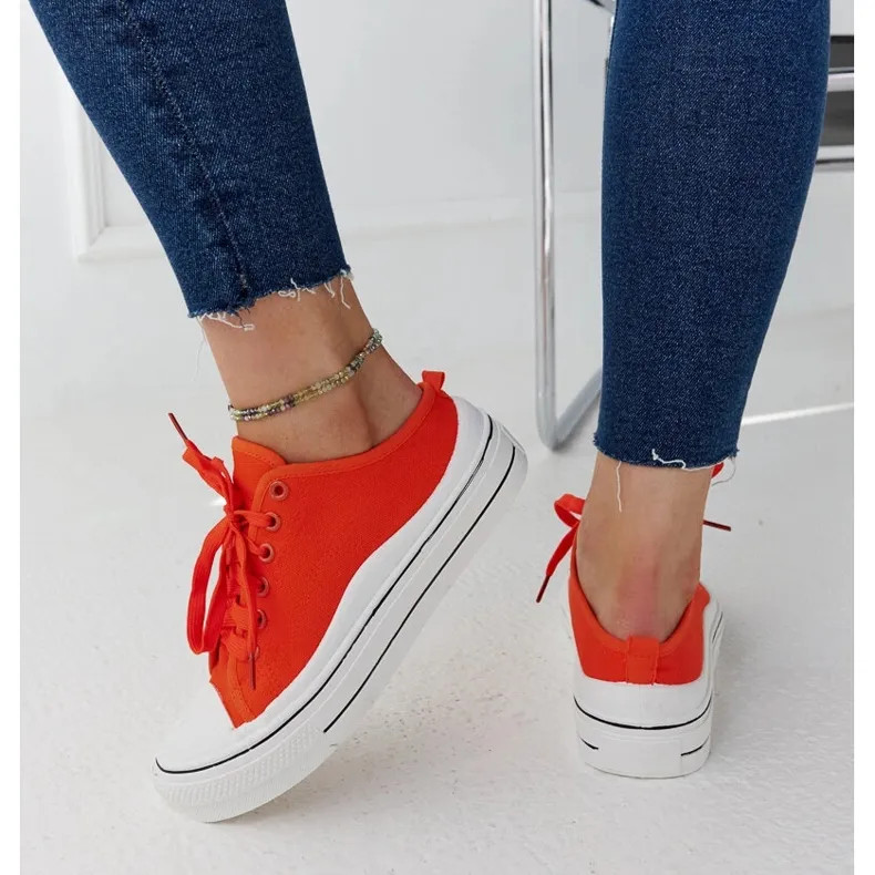 Orange Fiori platform sneakers