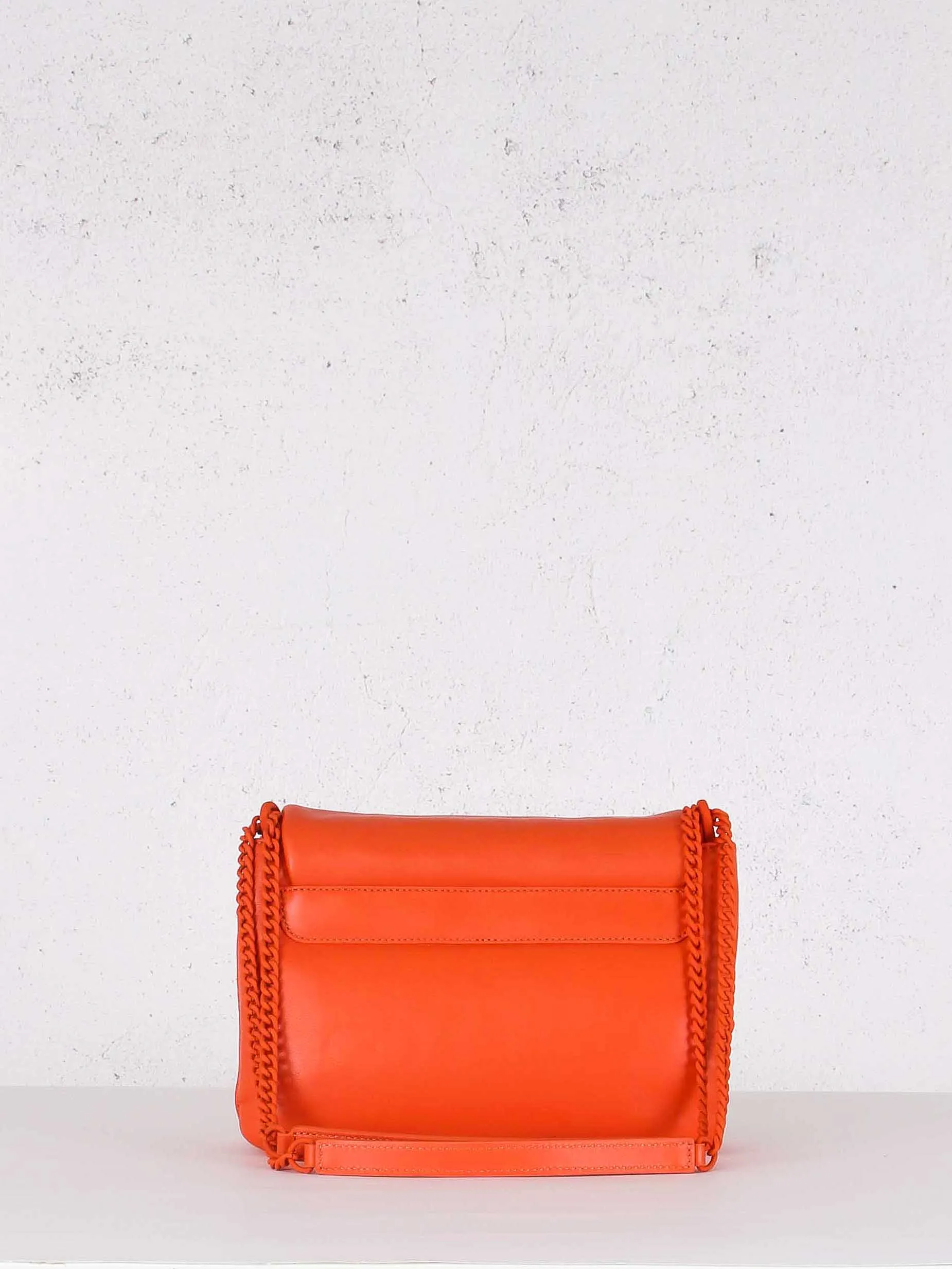 Orange Leather Flap Crossbody