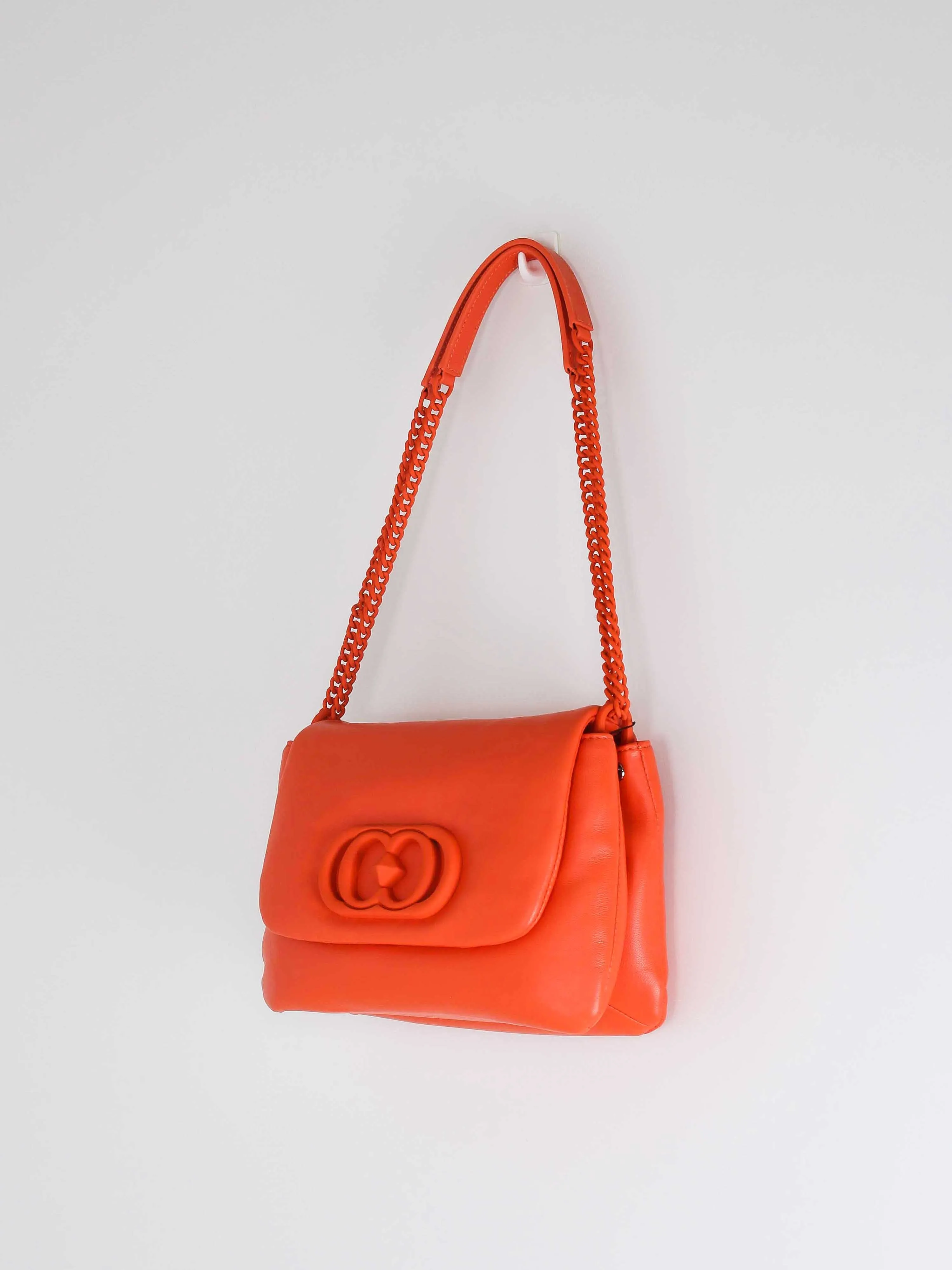 Orange Leather Flap Crossbody