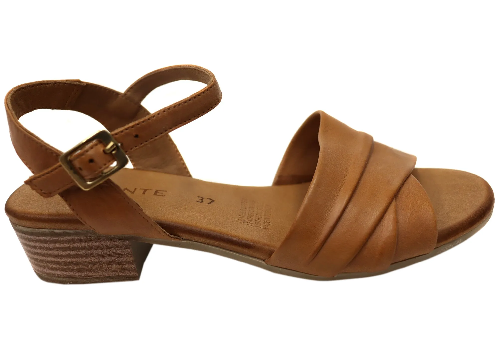 Orizonte Karriner Womens European Leather Low Heel Sandals