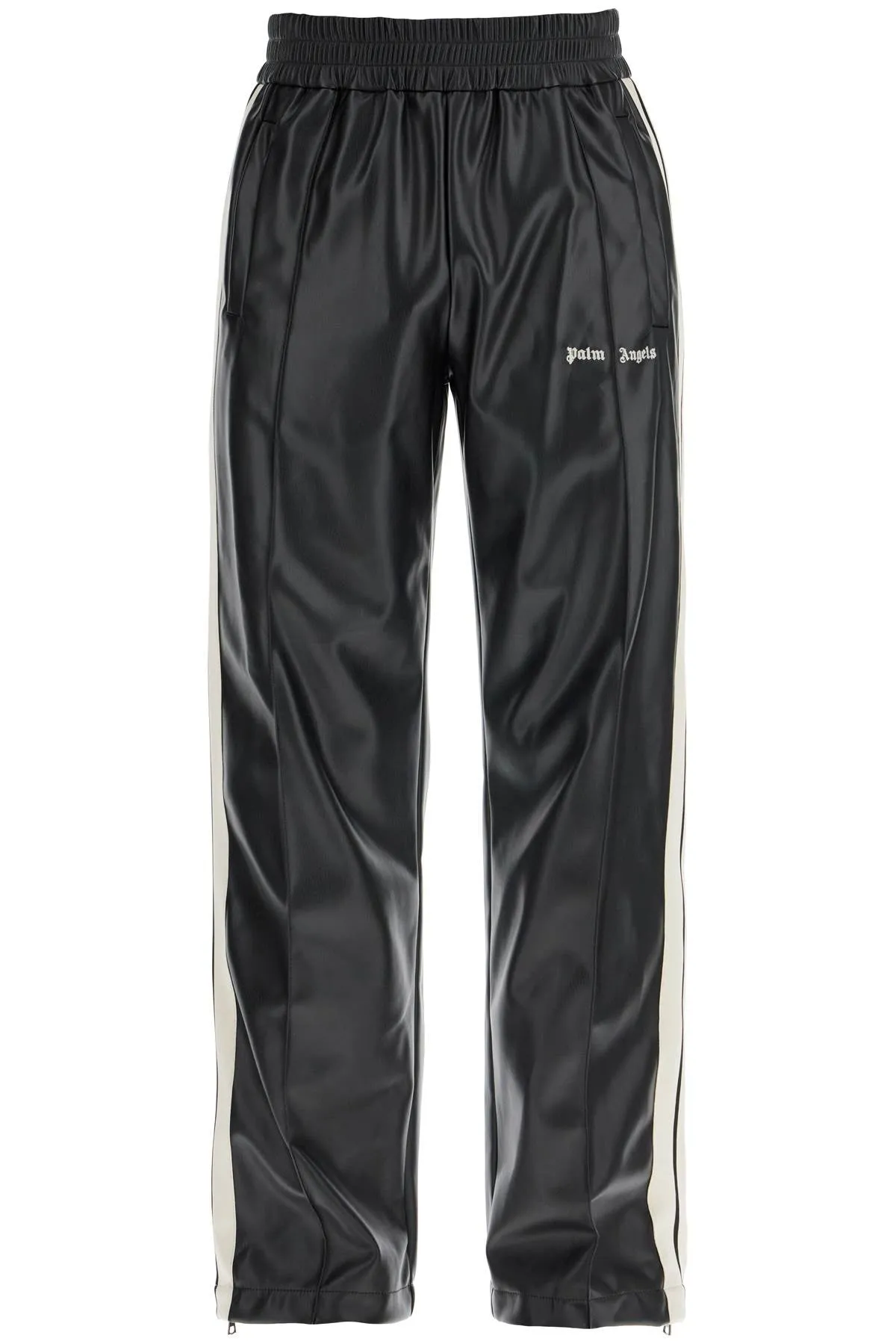 PALM ANGELS faux leather joggers with side stripes