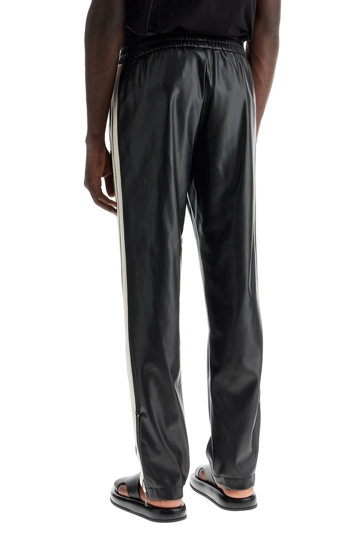 PALM ANGELS faux leather joggers with side stripes