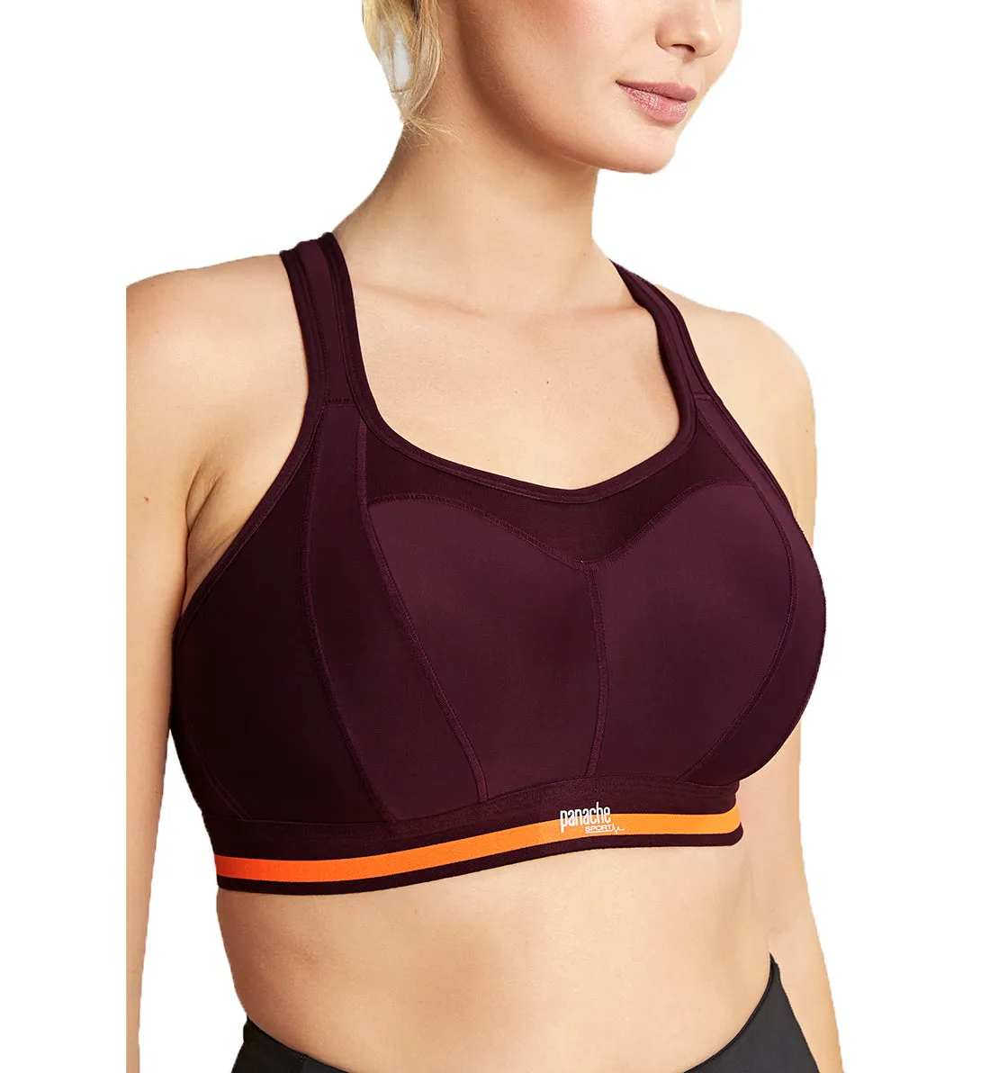 Racerback Non-Wire Sports Bra - Boundless by Panache (7341R) in Mulberry