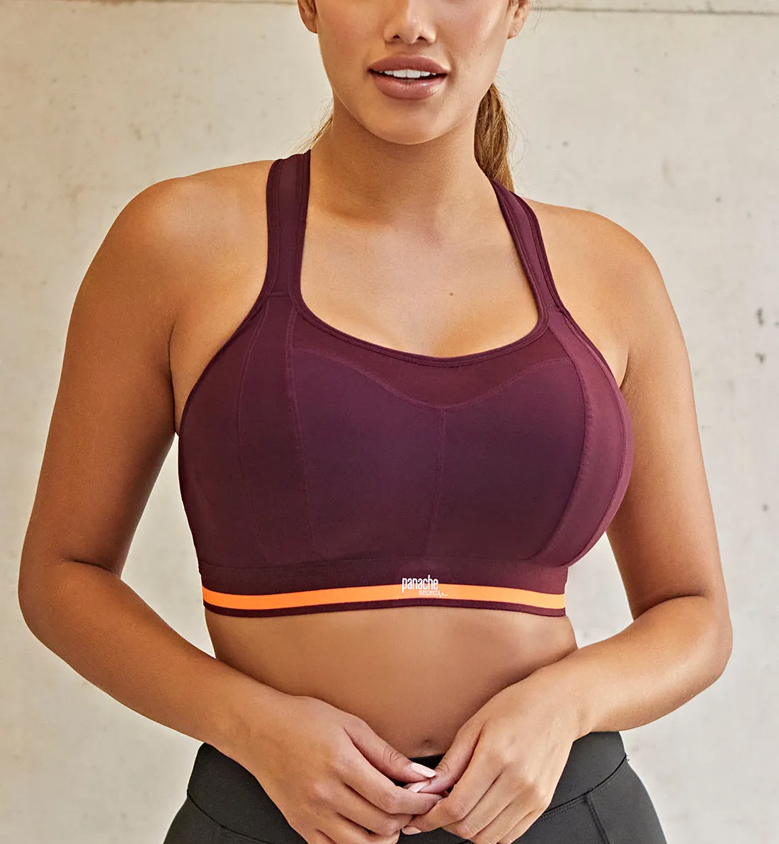 Racerback Non-Wire Sports Bra - Boundless by Panache (7341R) in Mulberry