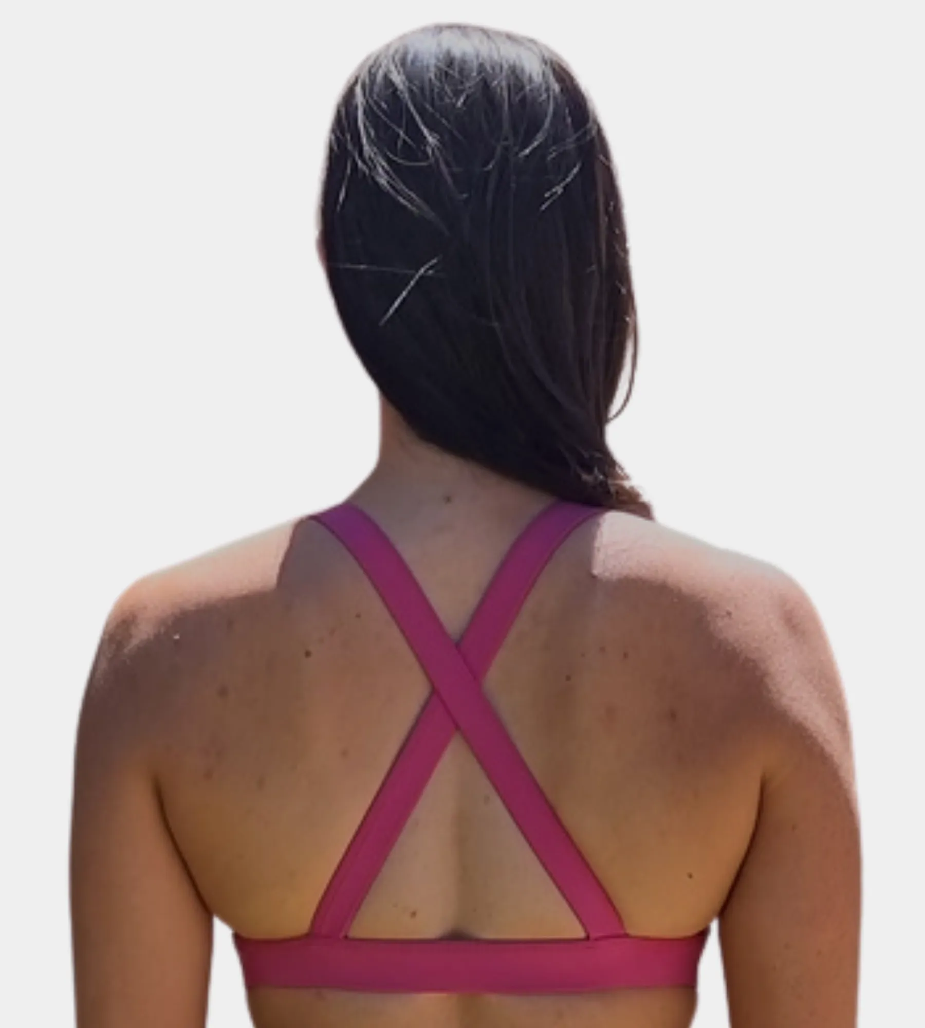 Panel cross back bra: Dragonfruit