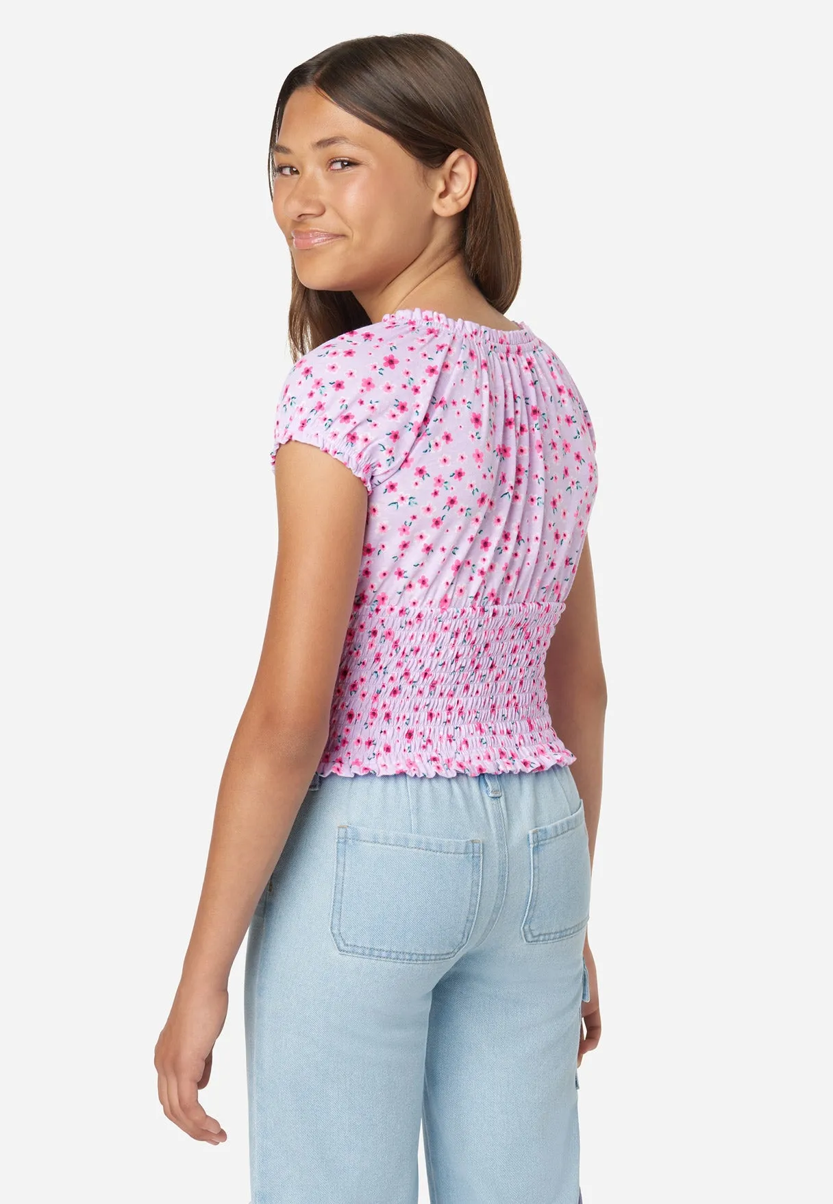 Puff-Sleeve Peasant Top