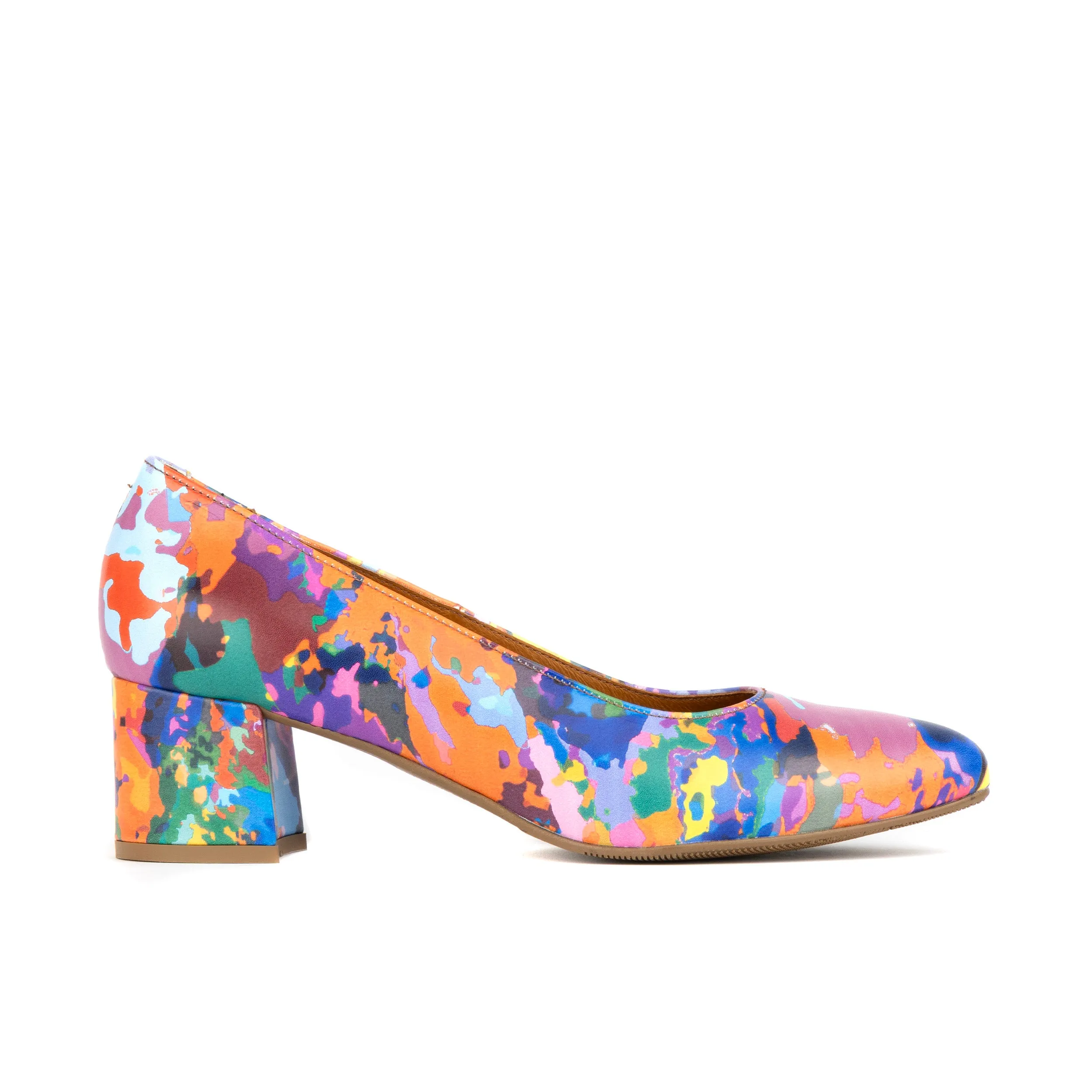 PENELOPE SUMMER COLOURS - Women's round toe block heel leather pump