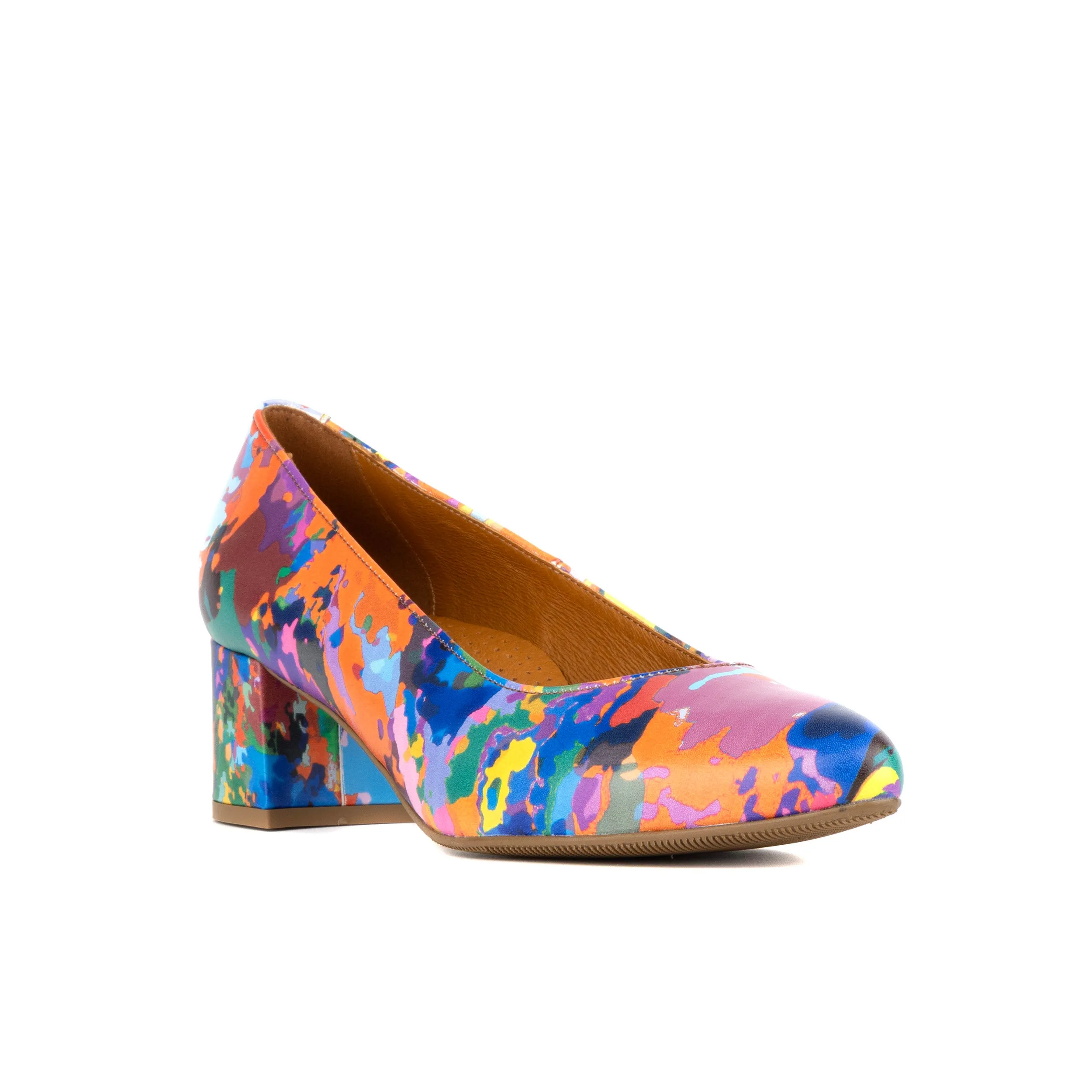 PENELOPE SUMMER COLOURS - Women's round toe block heel leather pump