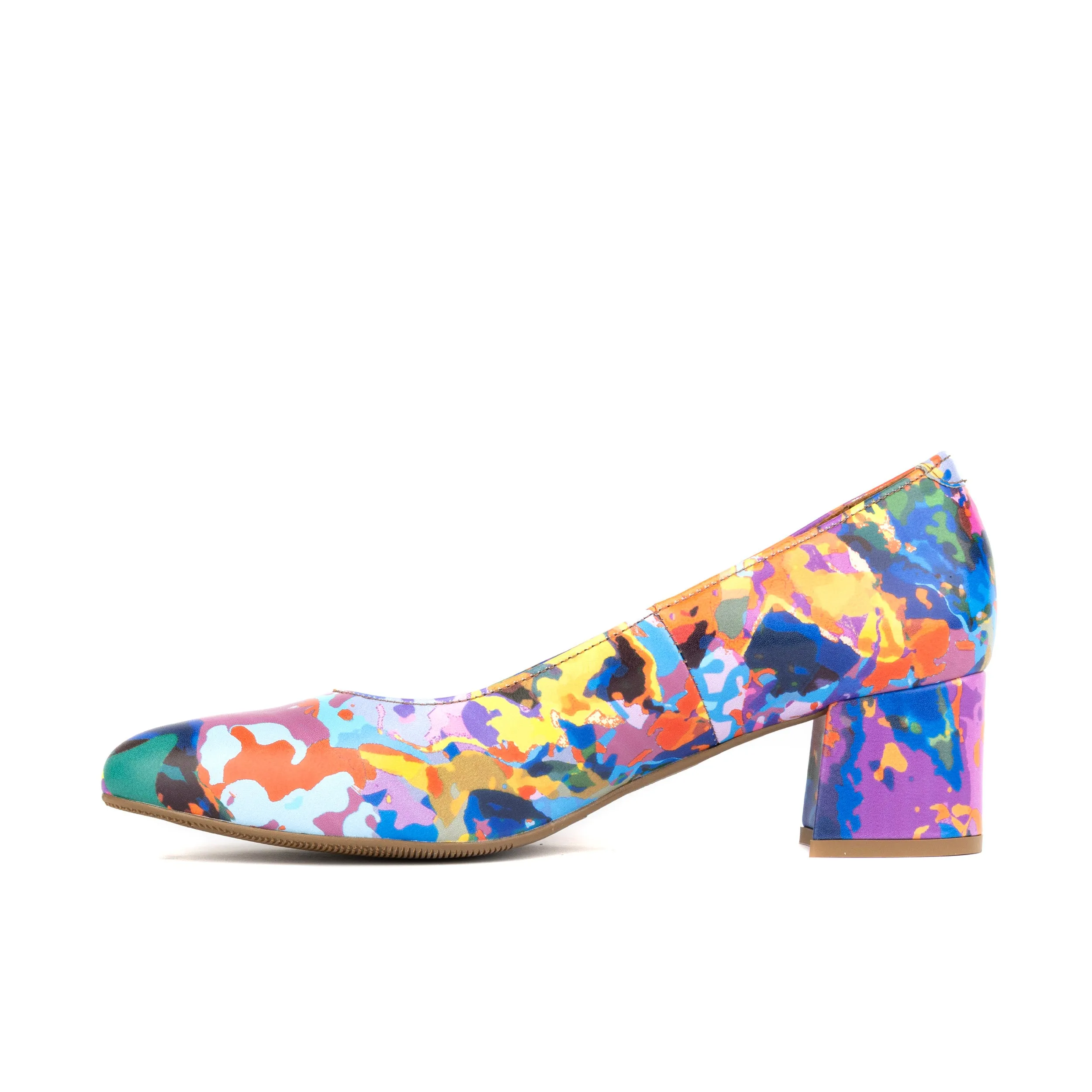 PENELOPE SUMMER COLOURS - Women's round toe block heel leather pump