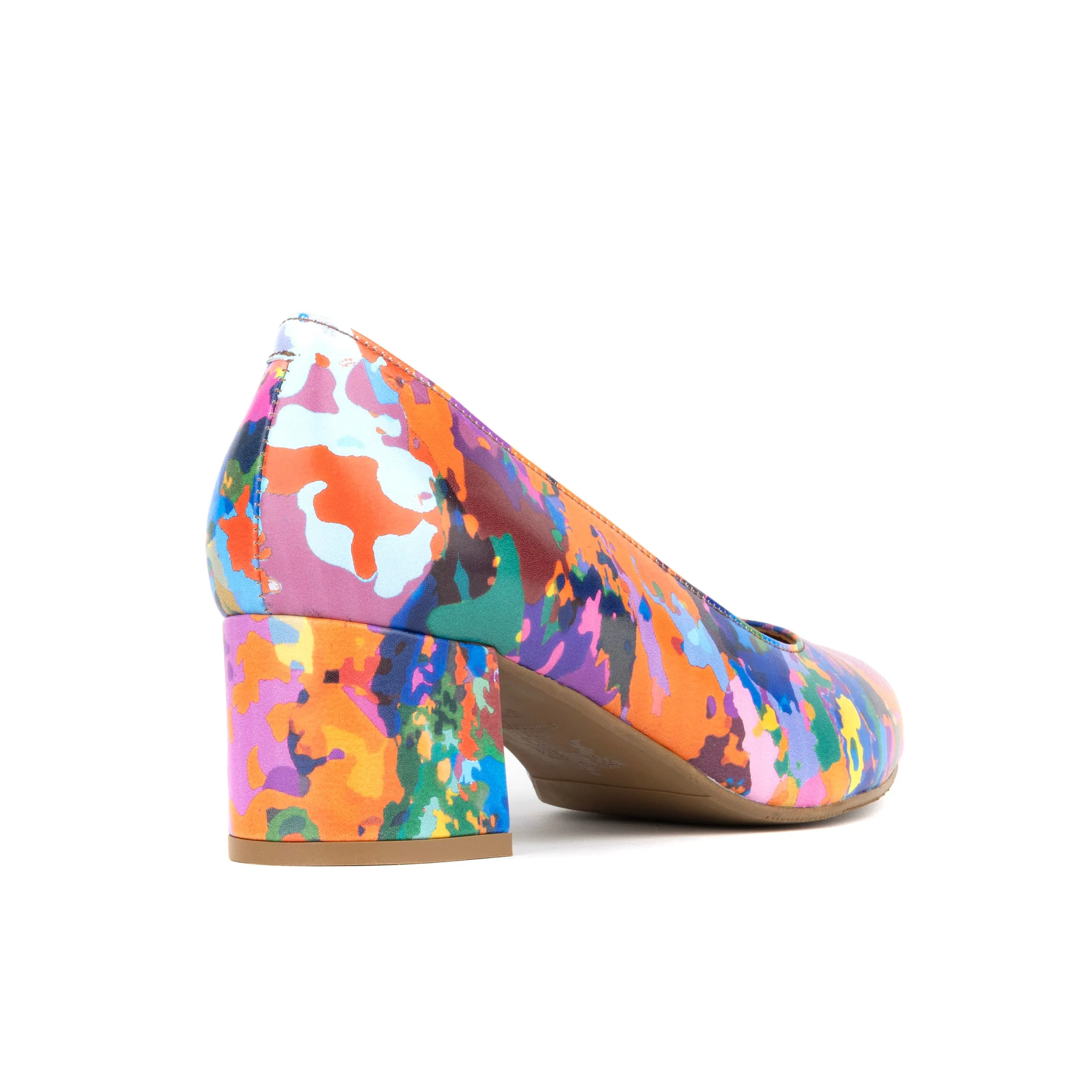 PENELOPE SUMMER COLOURS - Women's round toe block heel leather pump