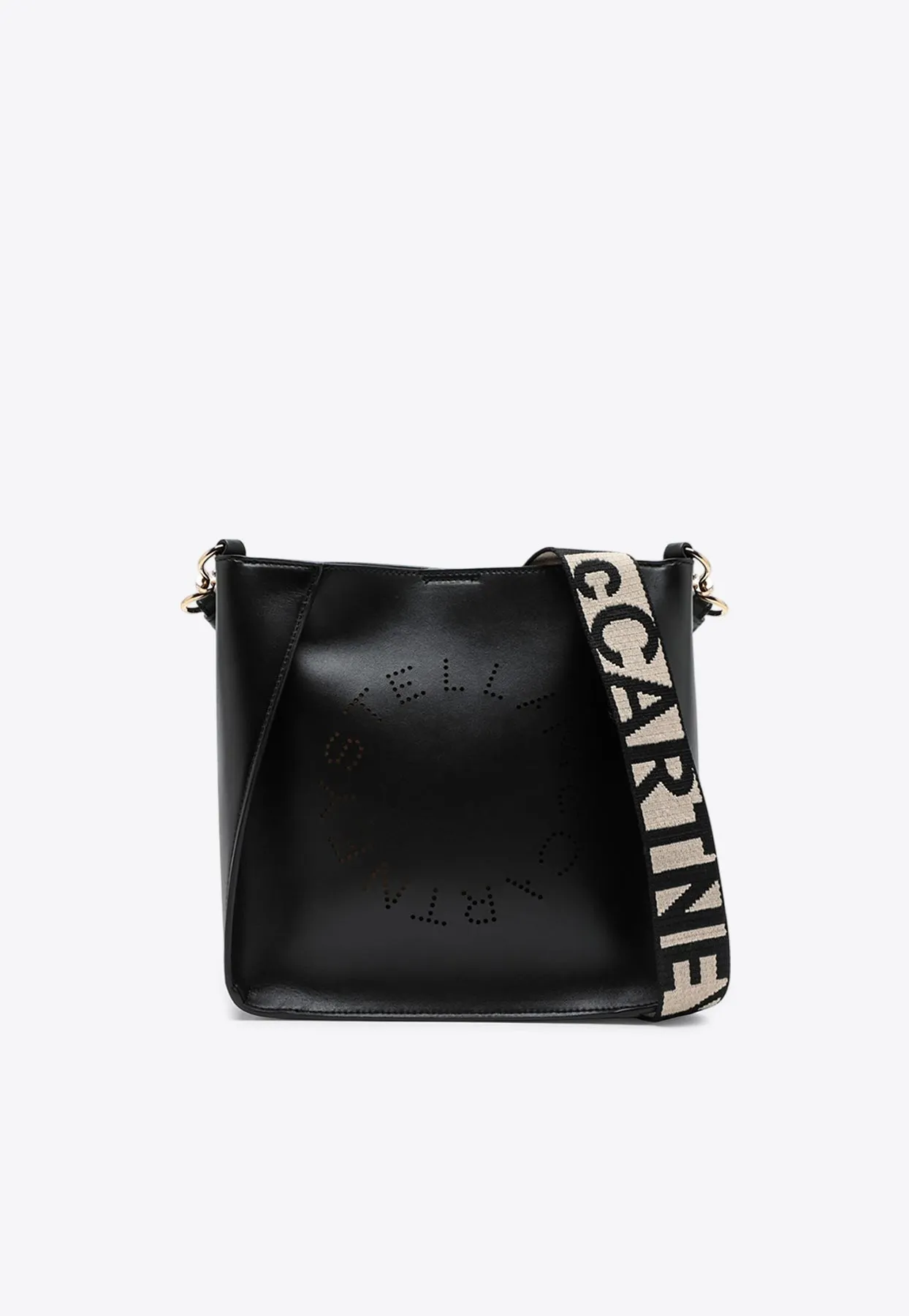 Perforated Logo Faux Leather Shoulder Bag