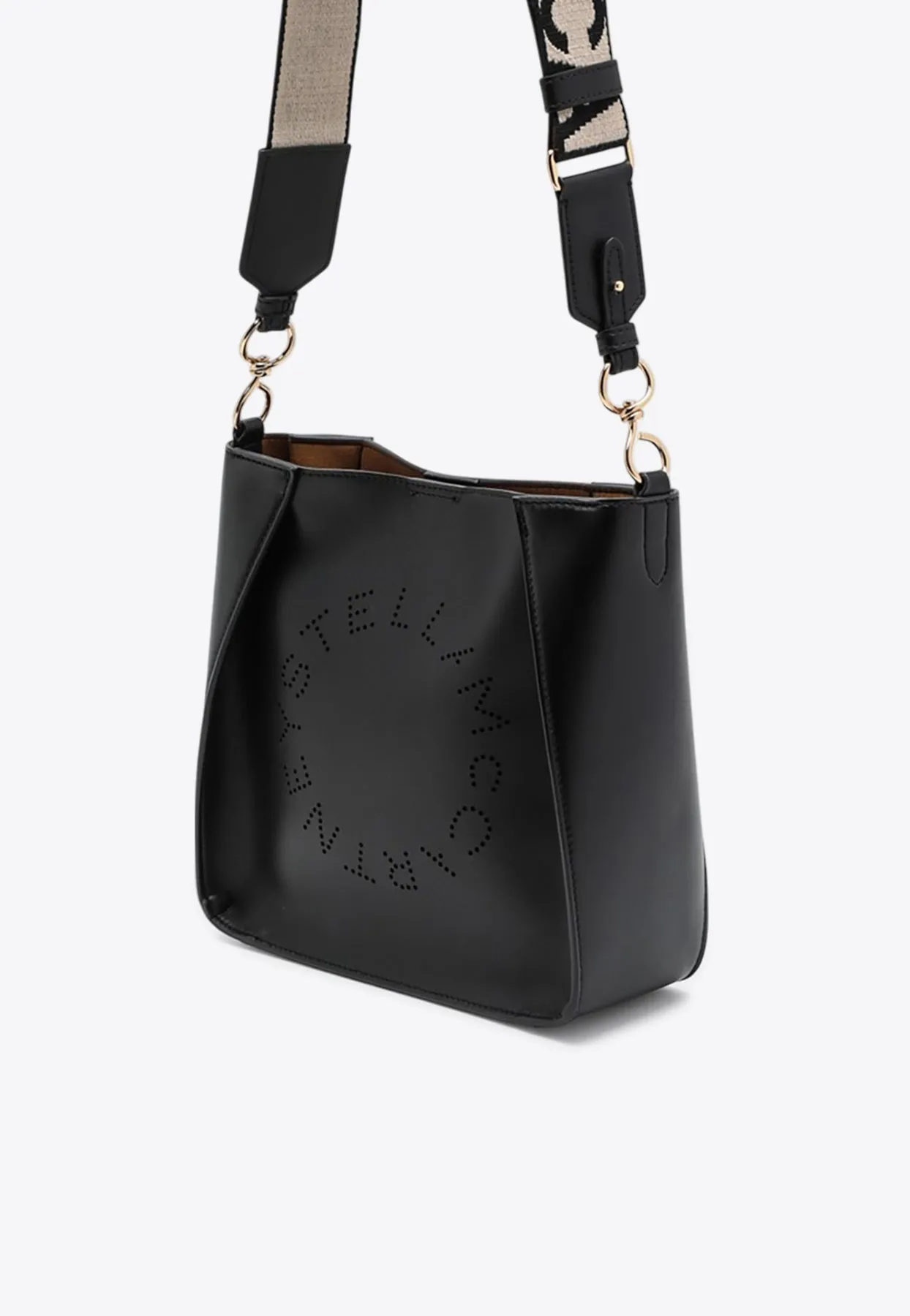 Perforated Logo Faux Leather Shoulder Bag