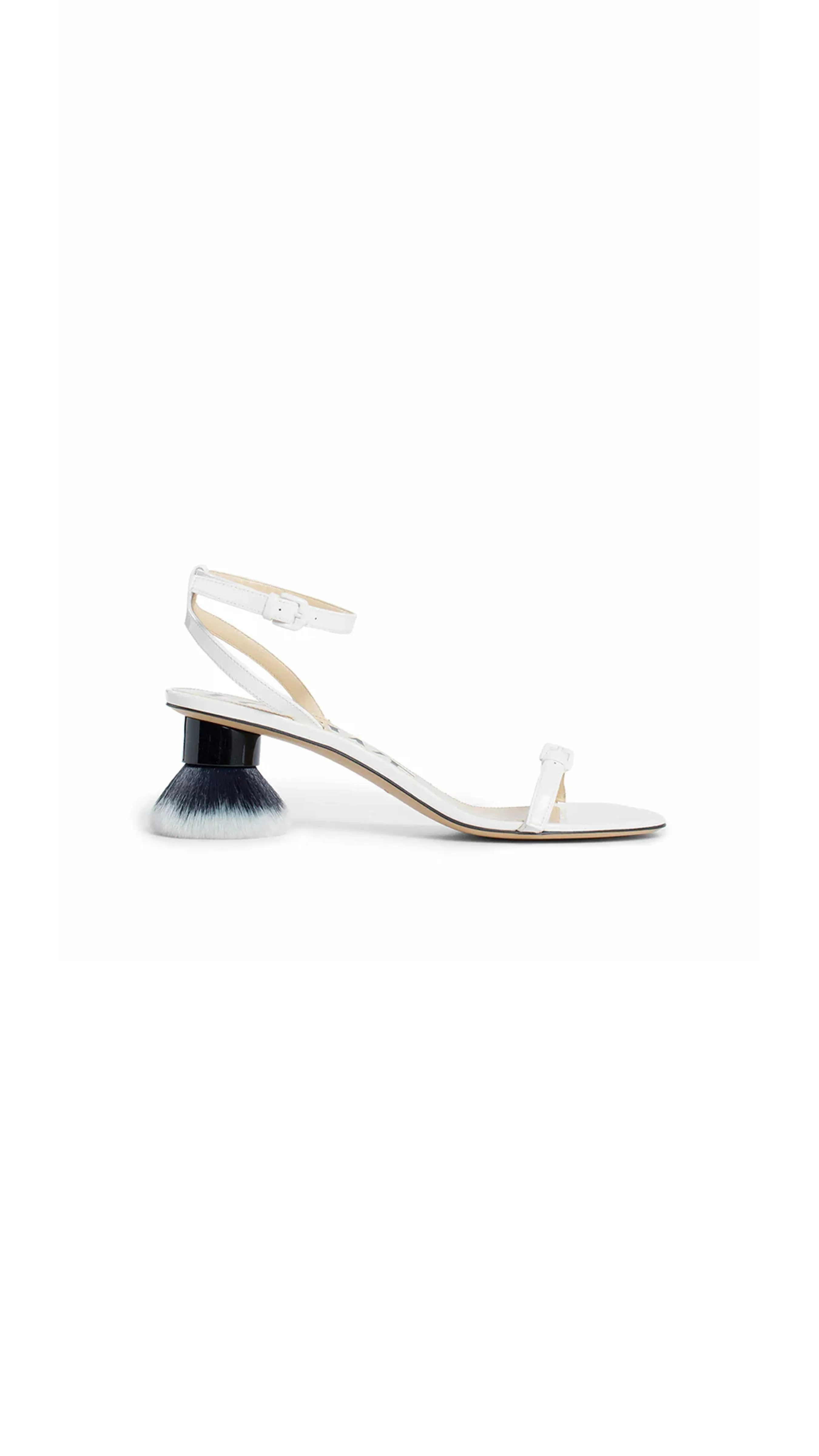 Patent Lambskin Sandal with Brush Heel - Almost Optic