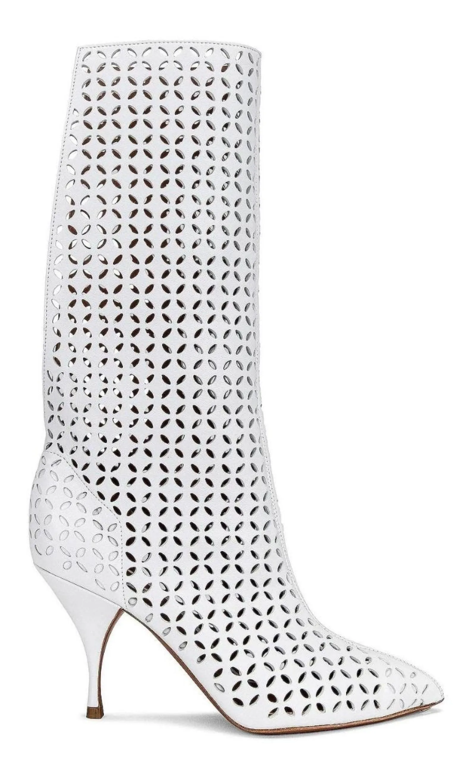 Knee Boots with Petal Perforation