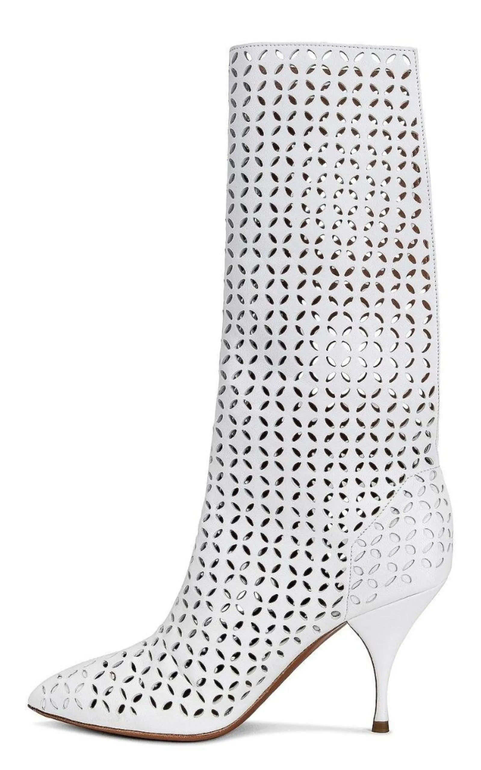 Knee Boots with Petal Perforation