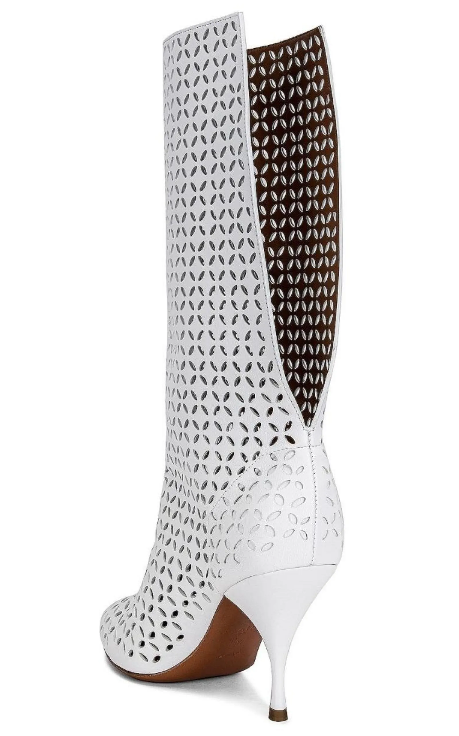 Knee Boots with Petal Perforation