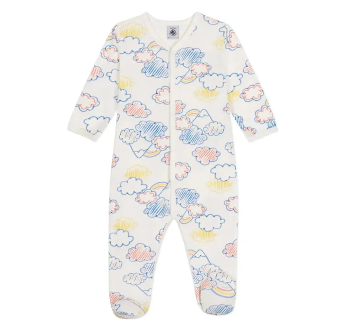 Cloud Print Footie for Baby Girls by Petit Bateau