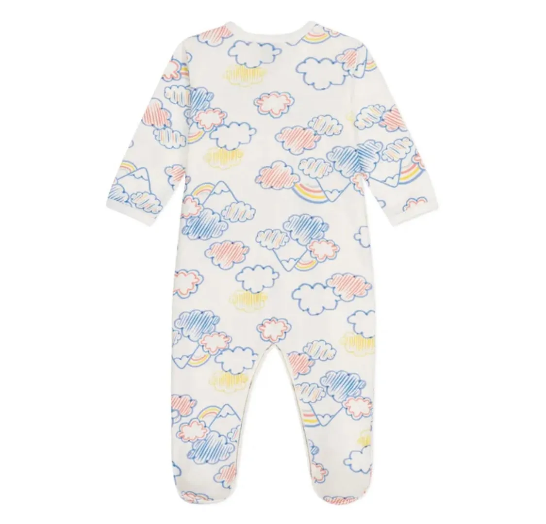 Cloud Print Footie for Baby Girls by Petit Bateau