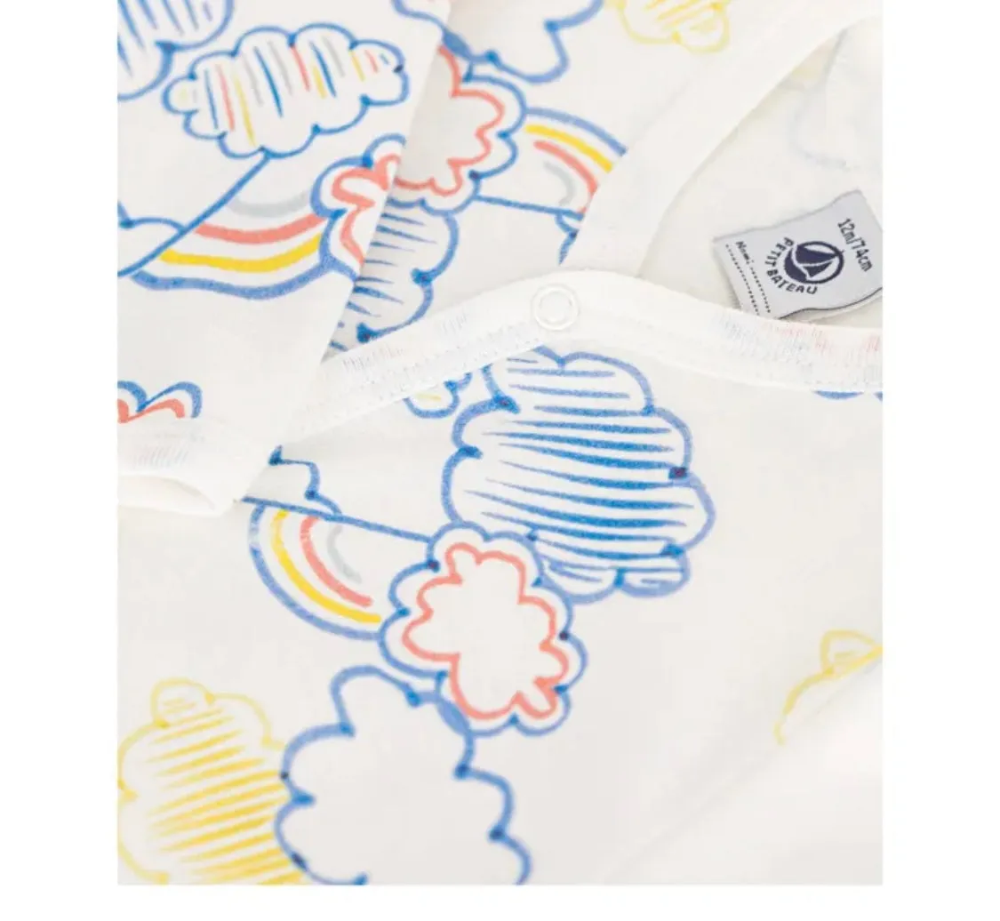 Cloud Print Footie for Baby Girls by Petit Bateau