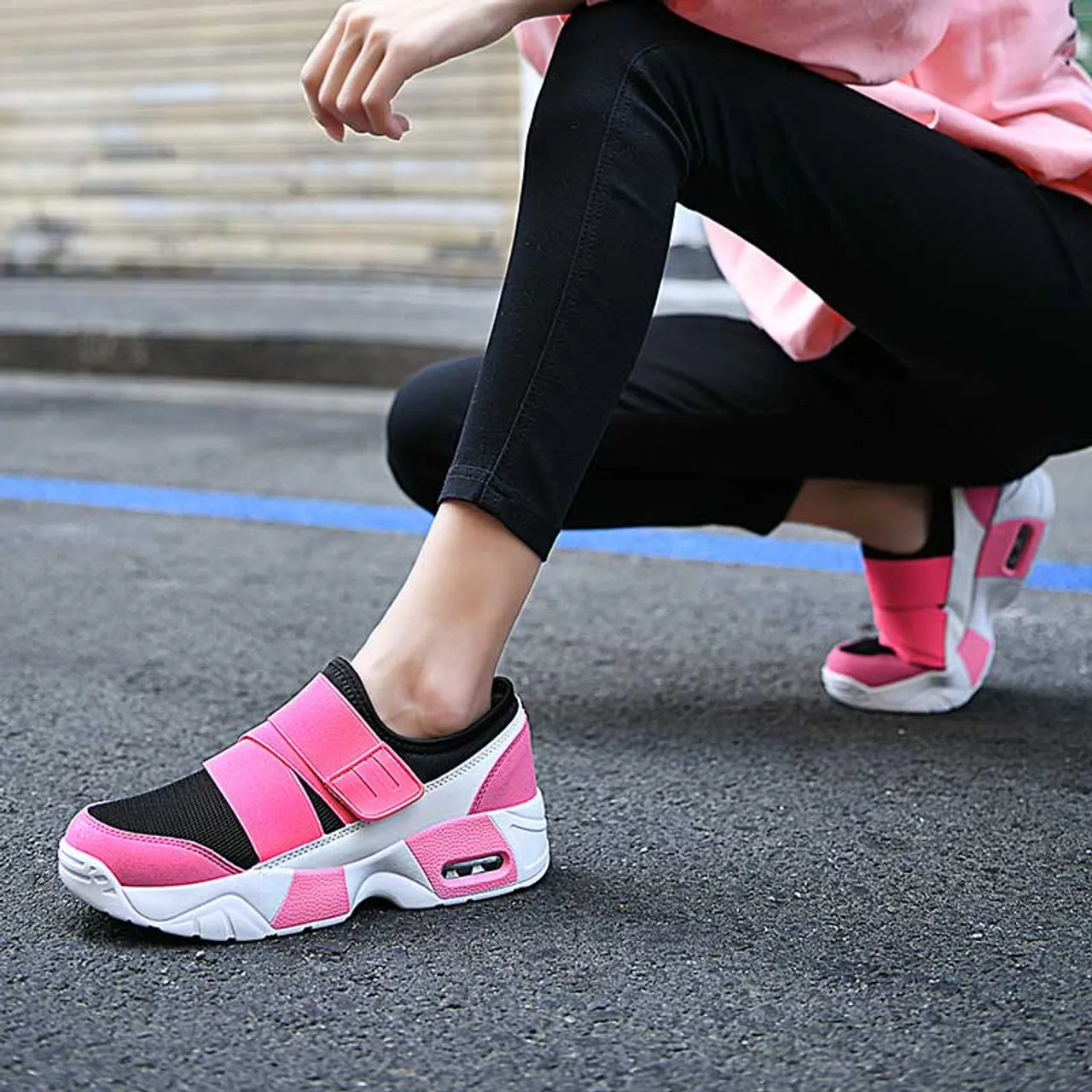 Fashionable Pink Velcro Slip-On Shoe