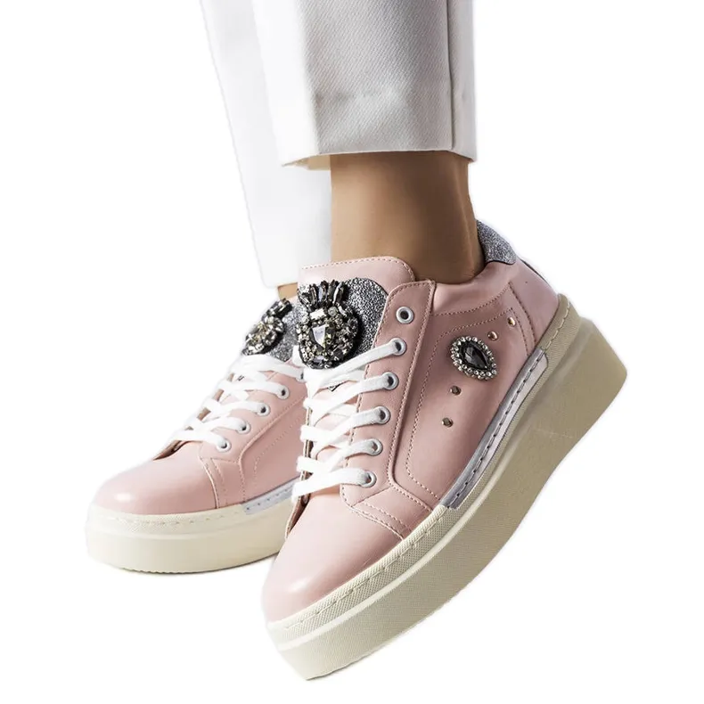 Pink low wedge sneakers from Cuillerier