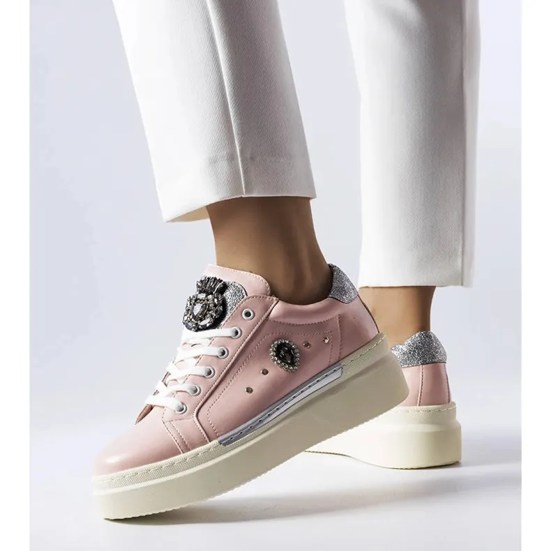 Pink low wedge sneakers from Cuillerier