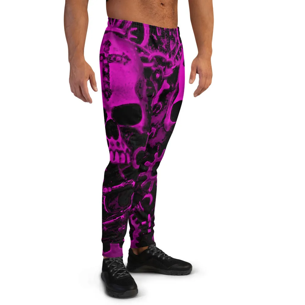 Pink Steampunk Skull Slim Fit Men's Joggers