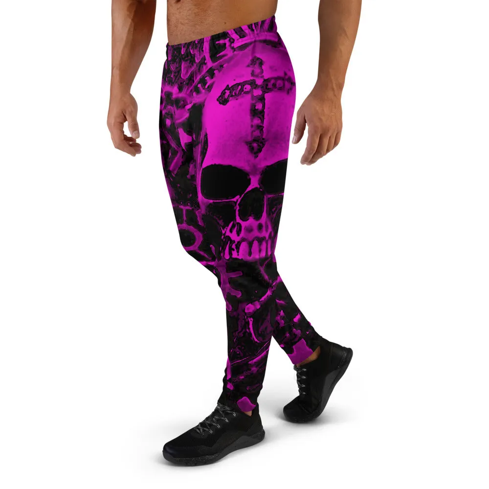 Pink Steampunk Skull Slim Fit Men's Joggers