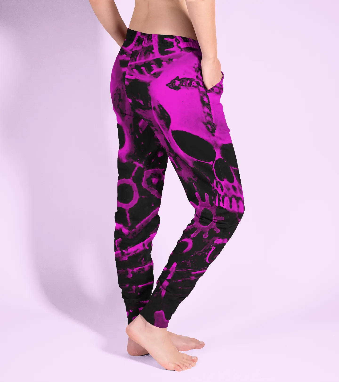 Pink Steampunk Skull Women's Slim Fit Joggers