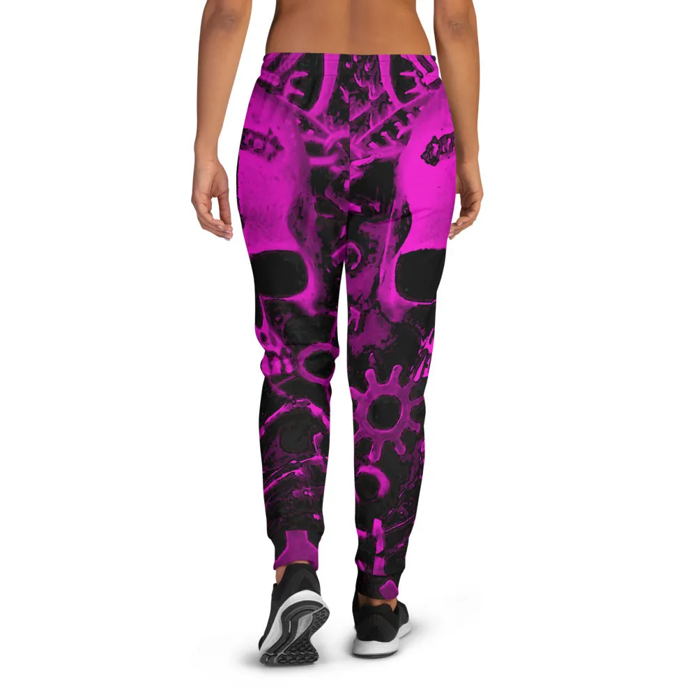 Pink Steampunk Skull Women's Slim Fit Joggers