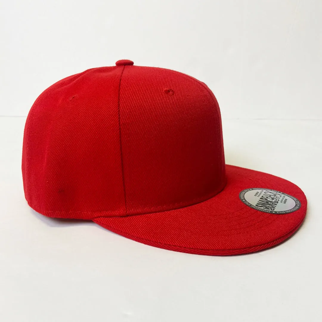 Red Plain Snapback 5 Panel Cap