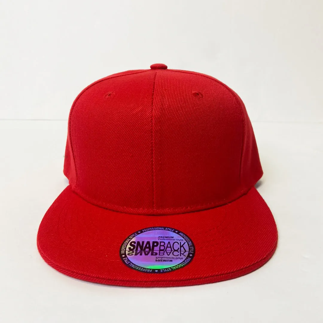 Red Plain Snapback 5 Panel Cap