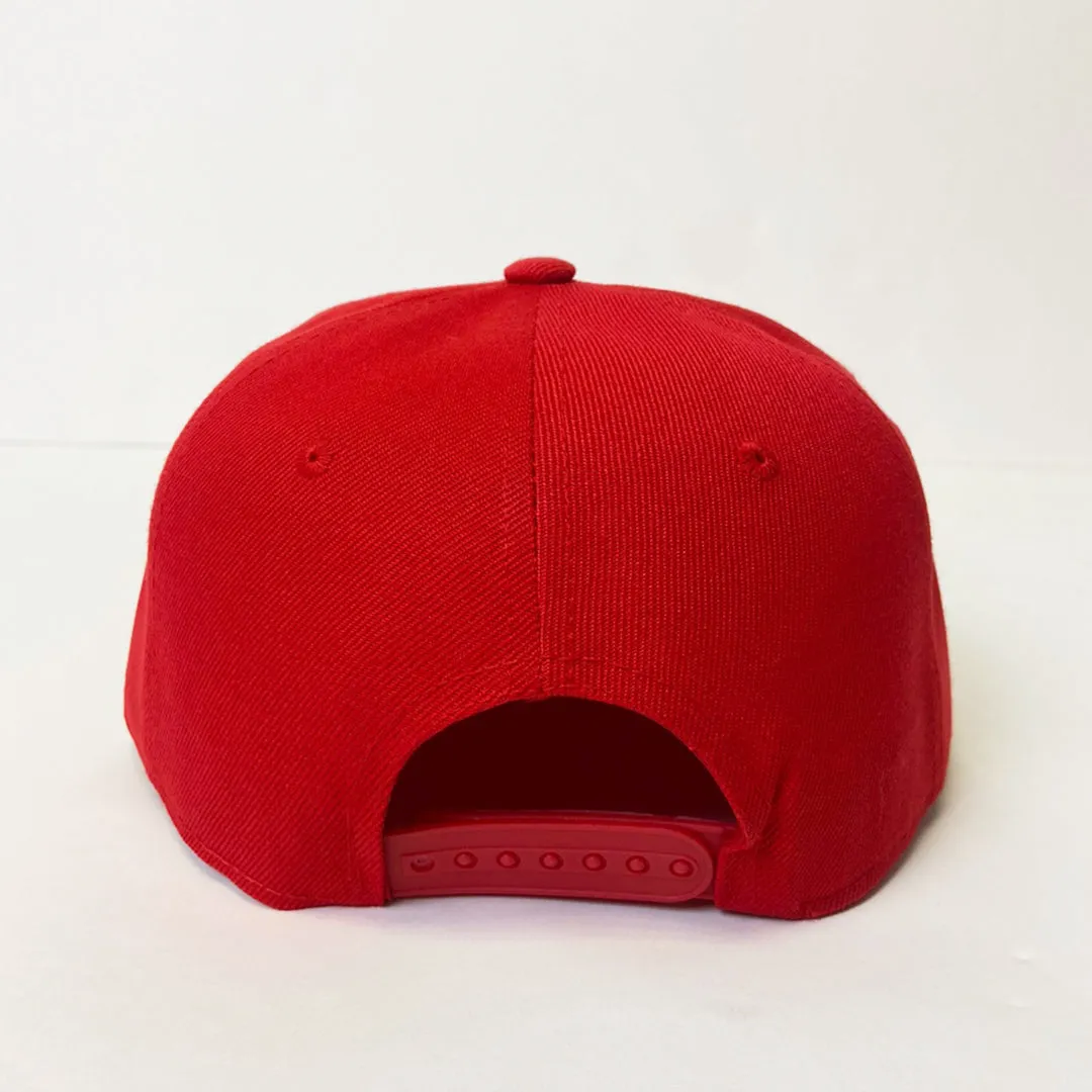 Red Plain Snapback 5 Panel Cap