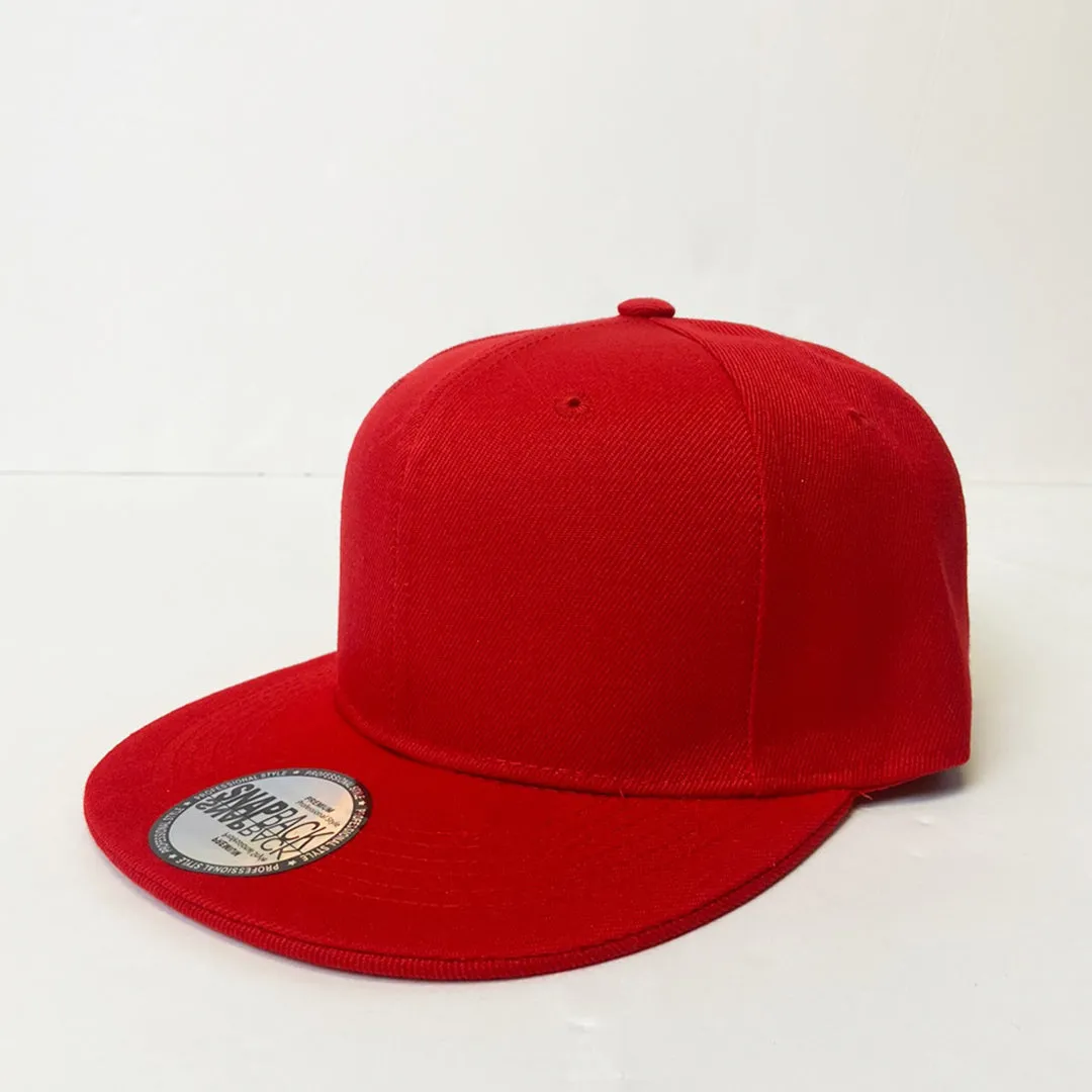 Red Plain Snapback 5 Panel Cap