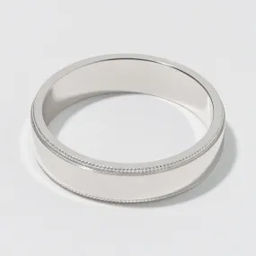 Polished 5mm Platinum Milgrain Wedding Band