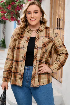 Plaid Collared Plus Size Long Sleeve Shirt - Shop Now!