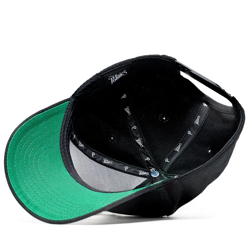 Politics A-Frame Snapback Hat - Black/Green Undervisor