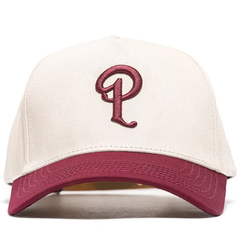 Politics A-Frame Snapback Hat - Cream/Maroon