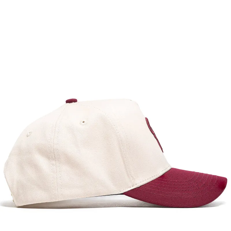 Politics A-Frame Snapback Hat - Cream/Maroon