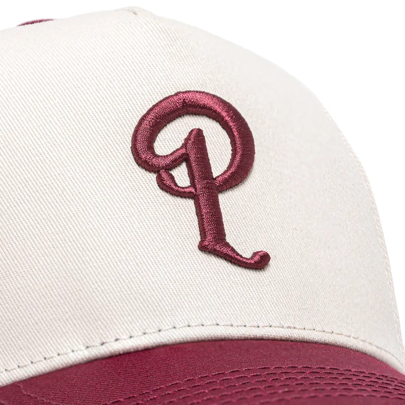 Politics A-Frame Snapback Hat - Cream/Maroon