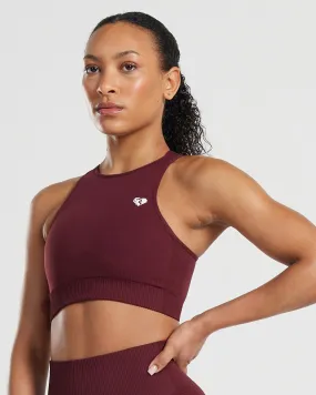 Power Seamless High Neck Bra | Dark Cherry