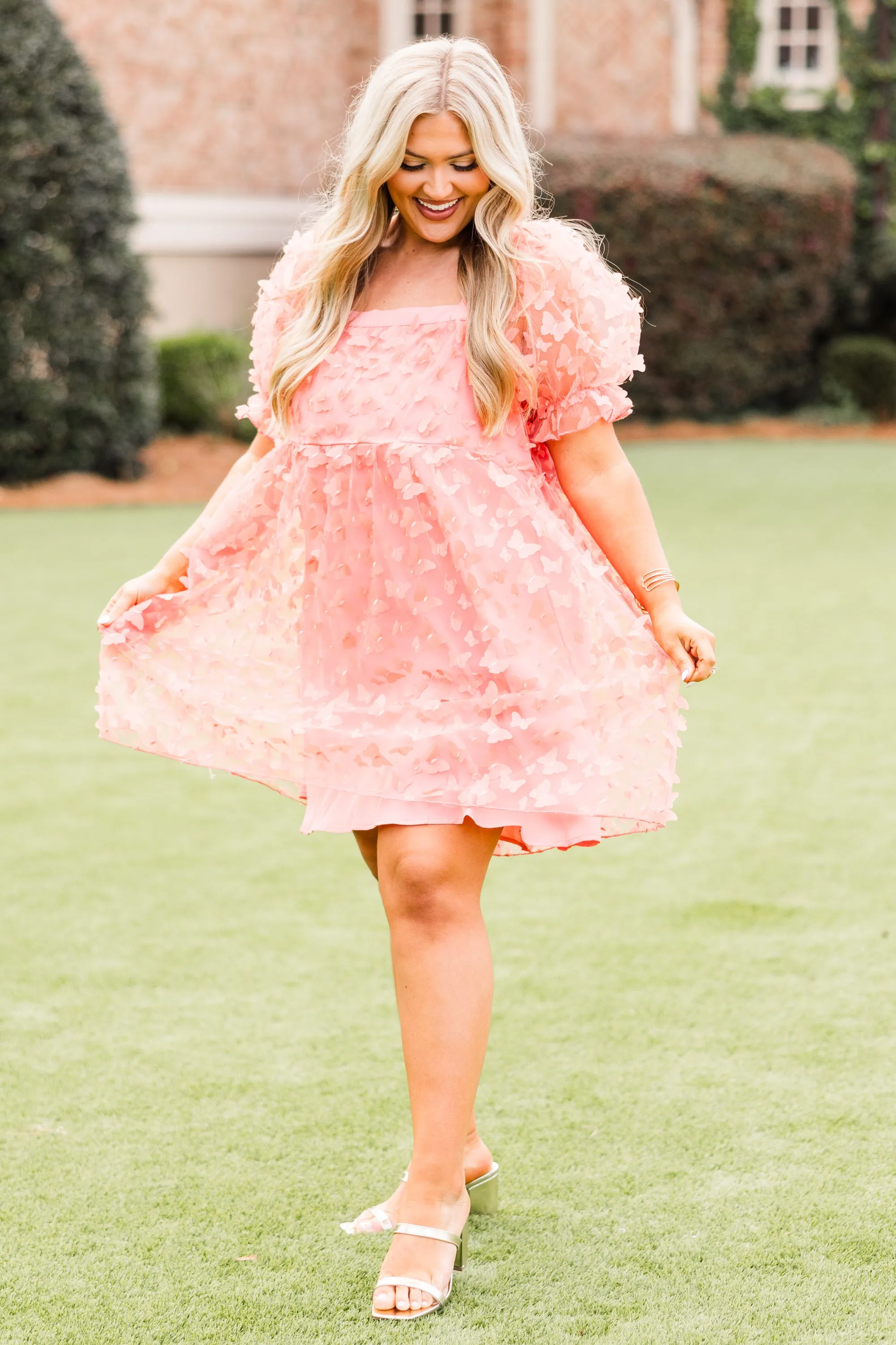 Peach Puffs Dress