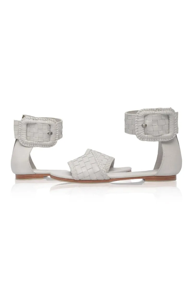 Pure White Madagascar Woven Leather Sandals