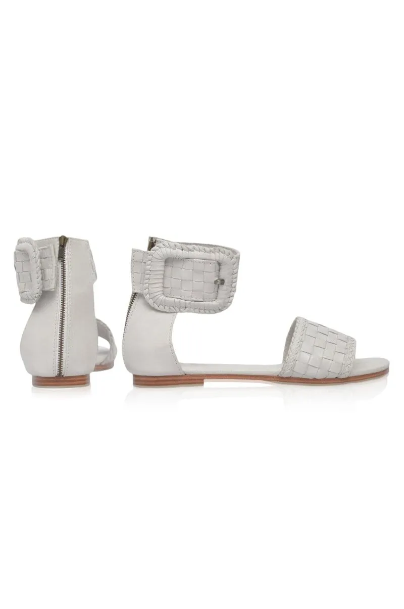 Pure White Madagascar Woven Leather Sandals